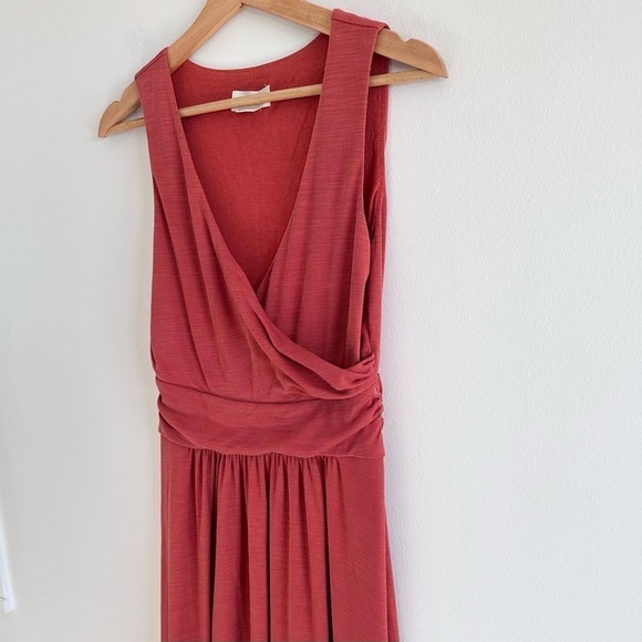 Anthropologie Maeve burn orange soft stretchy jersey knit Surplice Nora dress - Picture 3 of 6